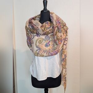 Floral Paisley Scarf Wrap 100% Viscose 73" X 31"